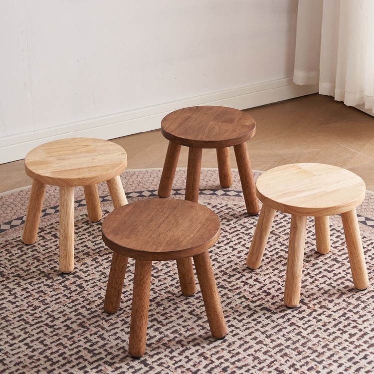 Orejas de conejo taburetes de madera sólida pequeños taburetes caseros taburetes redondos para niños creativos zapatos de cambio