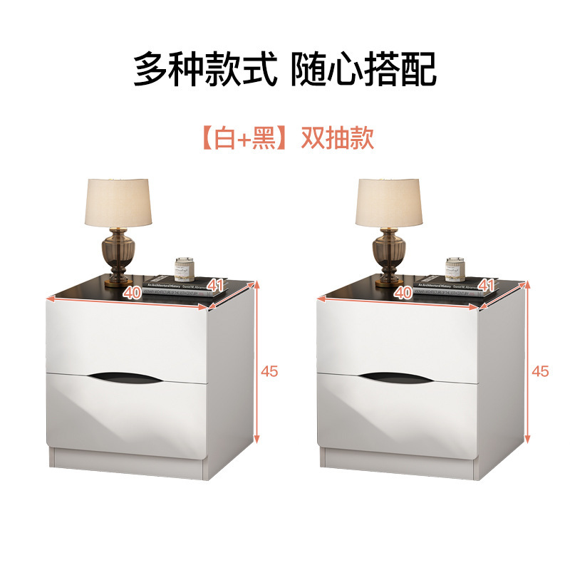 Mesa de cabecera italiana simple y lujosa moderna y alta sensación de estante de almacenamiento simple y de gran capacidad gabinete de almacenamiento de dormitorio