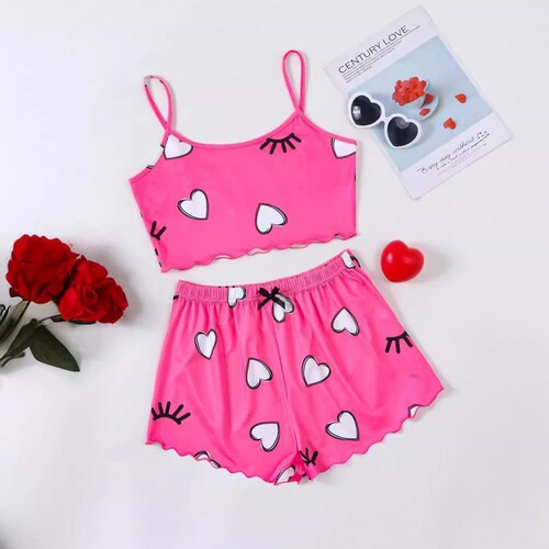 European and American-style thin-shoulder vest, camisole top, shorts, and two-piece loungewear set—women's pajamas