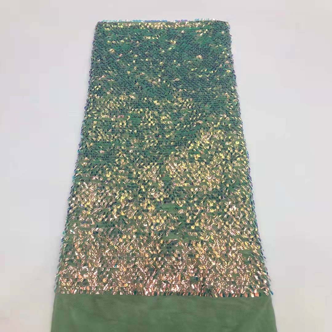 Nuevo bordado de lentejuelas color mágico gradiente de color de tela de lentejuelas vestido de malla de lentejuelas JX1802