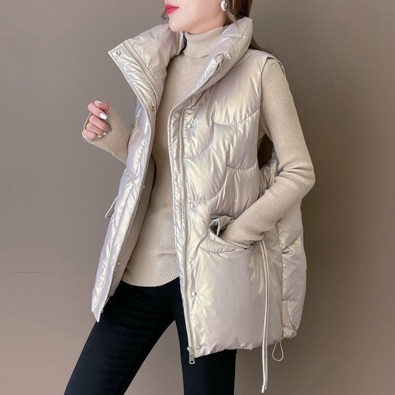 Chaleco de mujer para invierno, chaleco acolchado con cordón_voghion.com