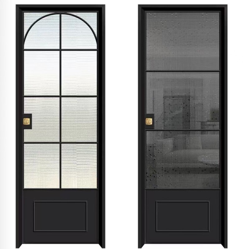 Light French Black Retro Bathroom Glass Door Titanium Magnesium Alloy Cream Style Glass Door 2025 New Model for Home Use