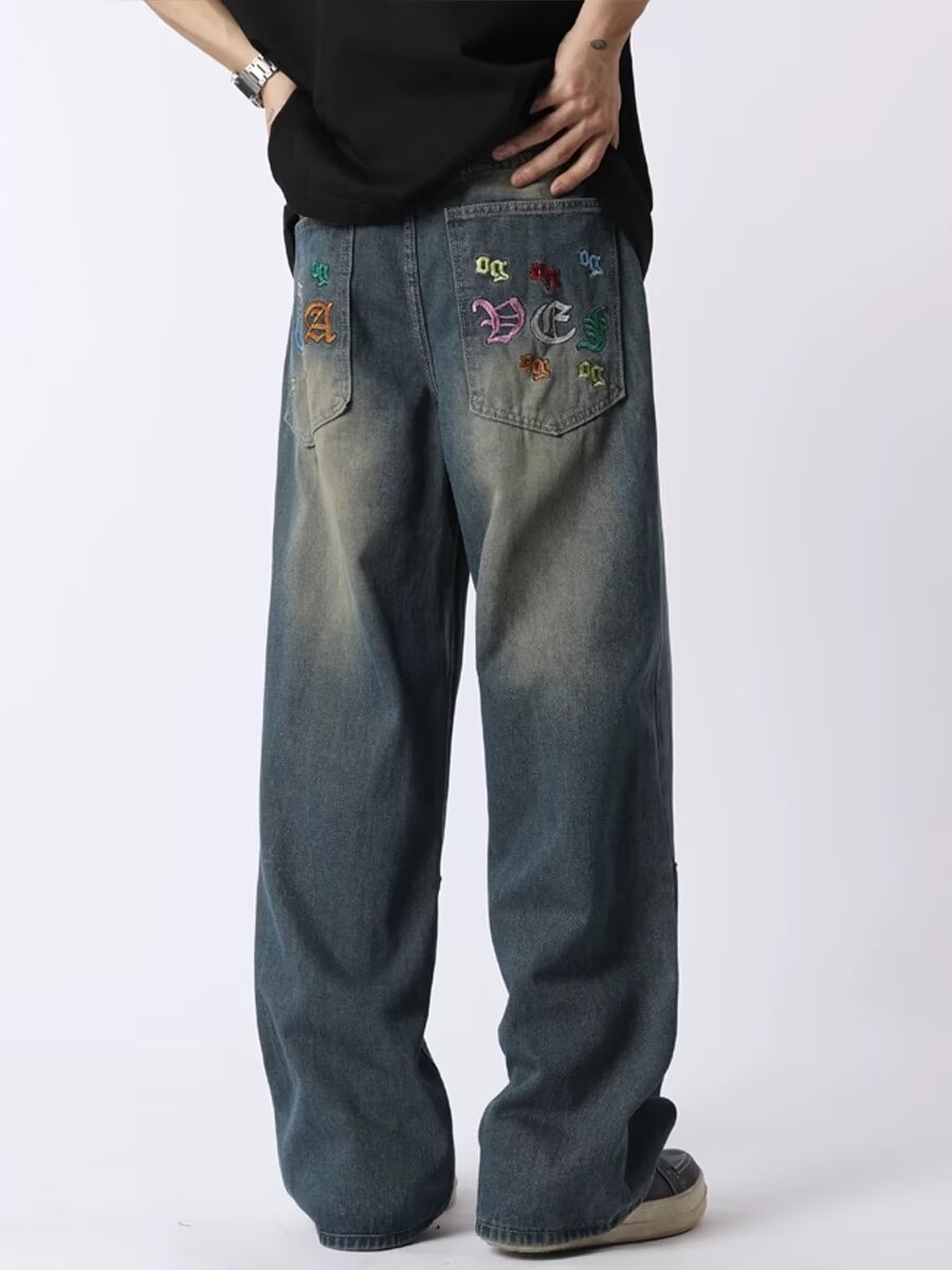 Men's Clothing Men's Jeans High Quality American New Wide Leg Niche High Quality Casual Jeans_mkmklike.com