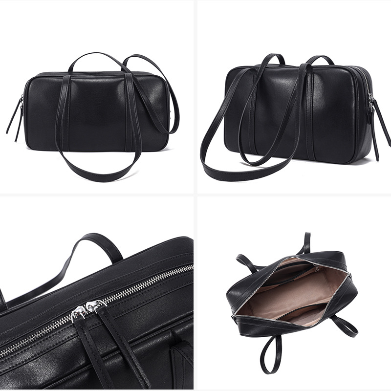 Genuine Leather Women's Handbag 2025 New Fashion Shoulder Bag Luxury Boston Pillow Bag Commuter Versatile Crossbody Bag - Thumbnail 4