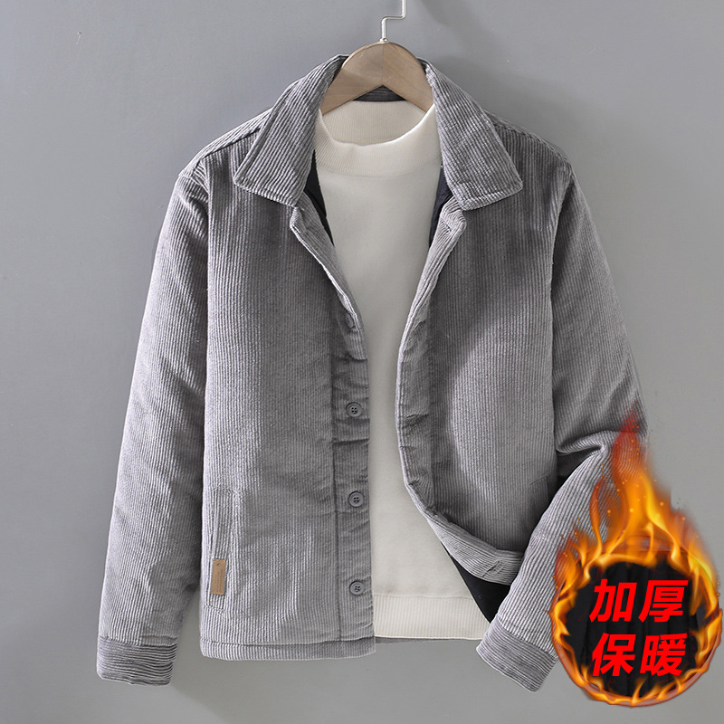 G082 japonés retro casual algodón y engrosamiento de pana hombres chaqueta juvenil camisa todo partido entrega de una pieza