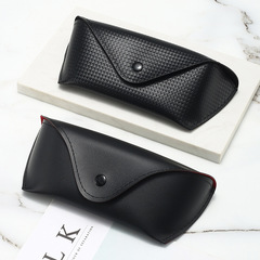 新款網格墨鏡盒黑皮革軟包盒時尚潮流裝飾太陽眼鏡女便攜太陽鏡包