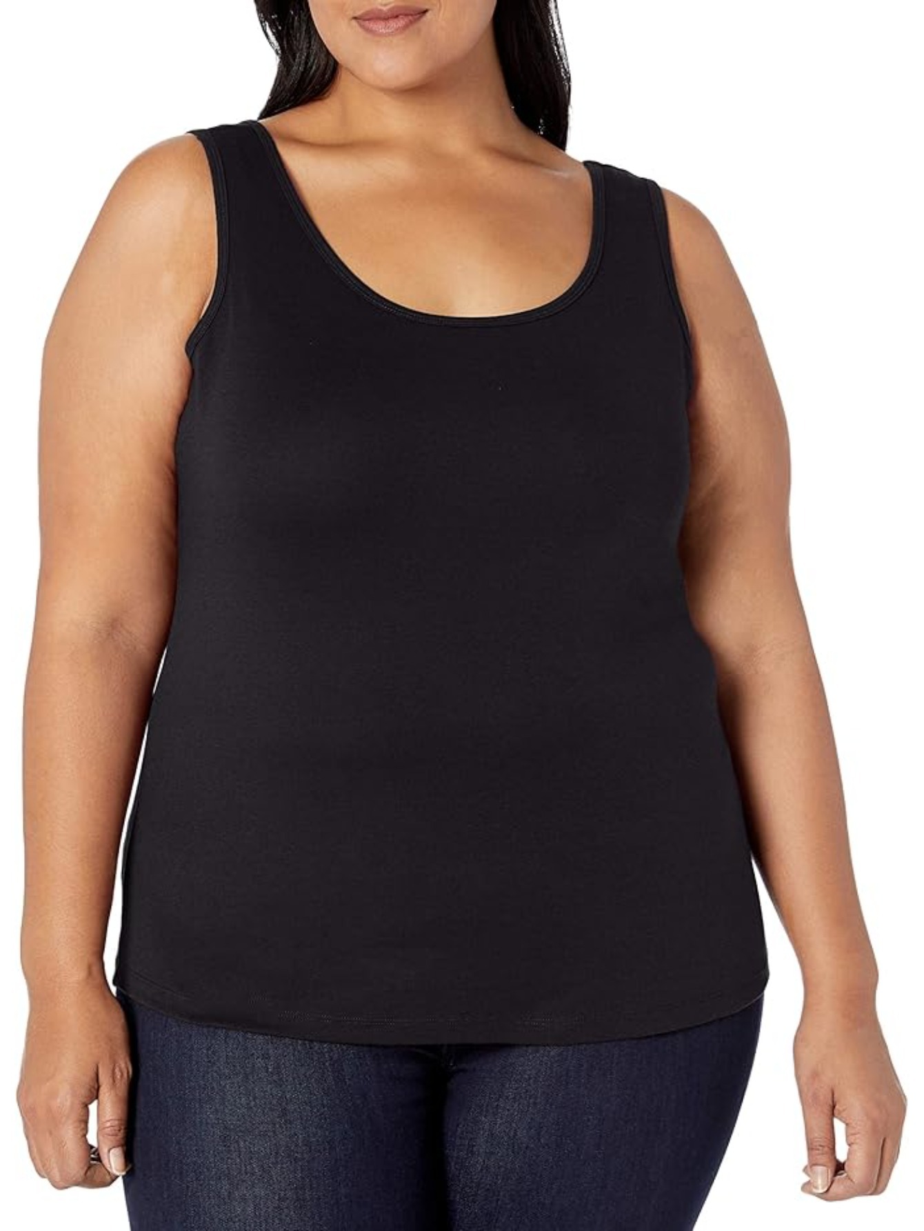 Solid color tank top with a round collar