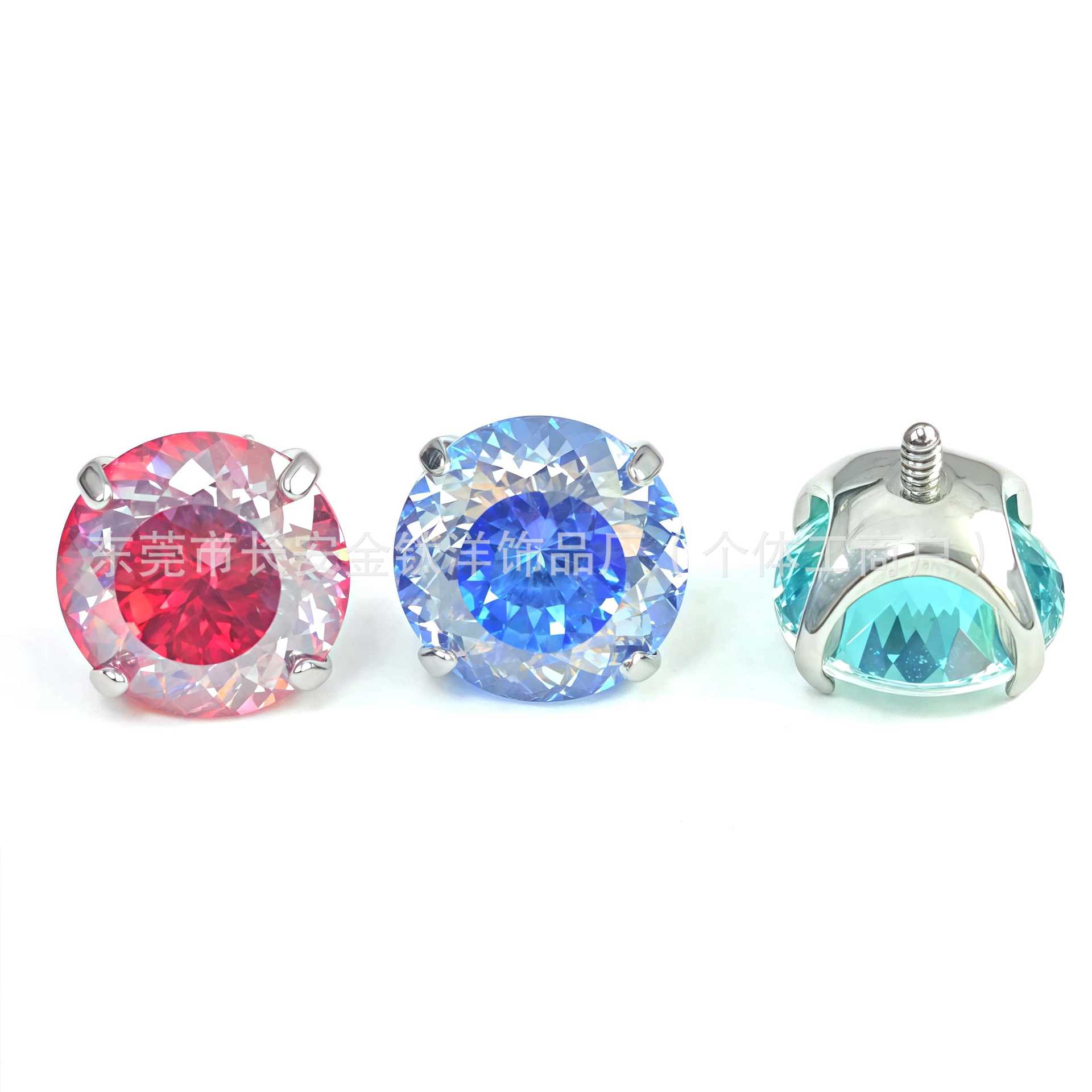 F136 Titanium Round Base Inlaid with Sugar Heart Rose Lip Stud Nose Stud Ear Stud G23 Titanium Alloy Piercing Jewelry Ear Bone Stud detail image 7