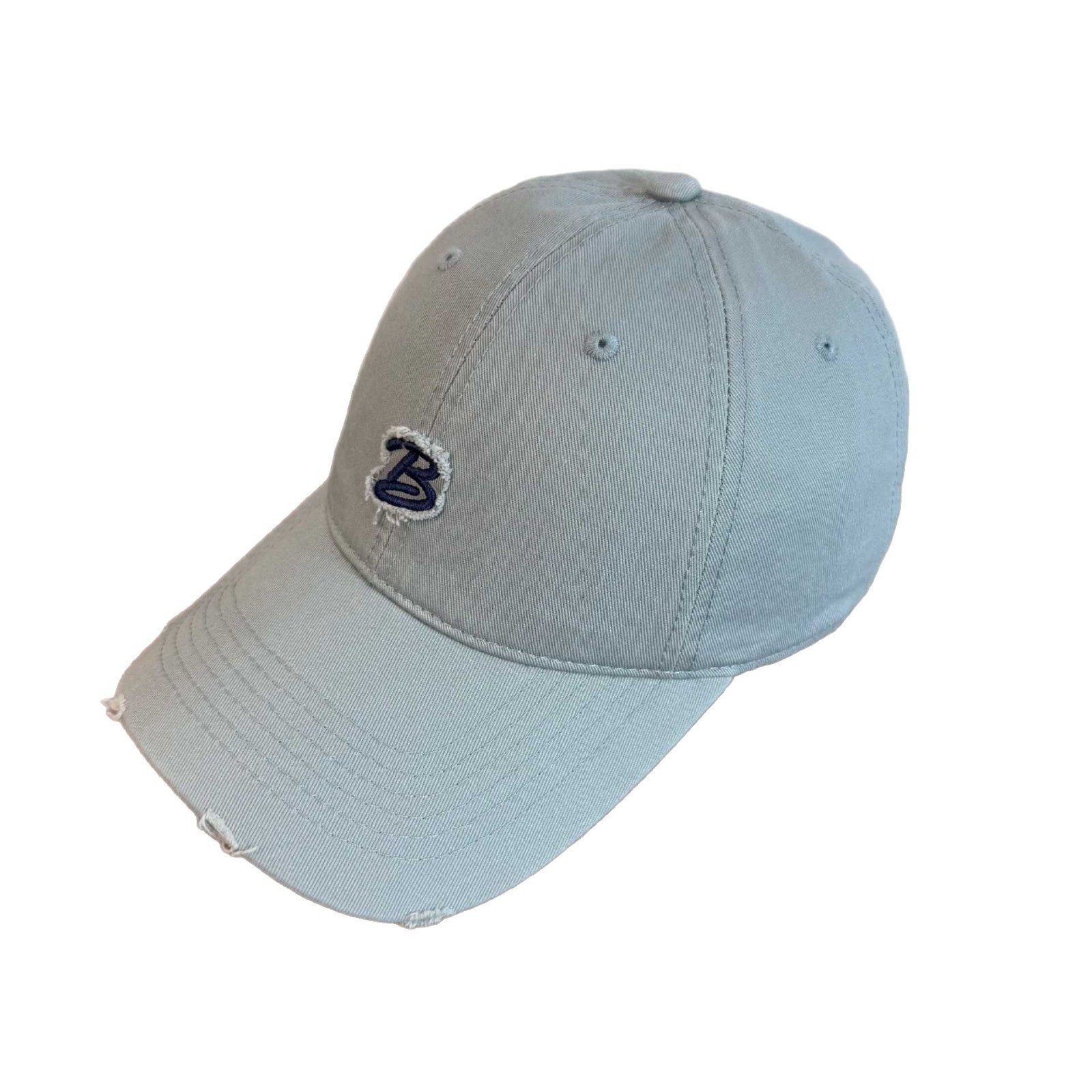 Retro hacer viejos agujeros de marca de moda coreana B letras bordadas sombrero de béisbol pareja estilo callejero amplio sombrero de lengua