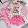 Summer set, cartoon trousers, suitable for teen, western style, with short sleeve, children's clothing