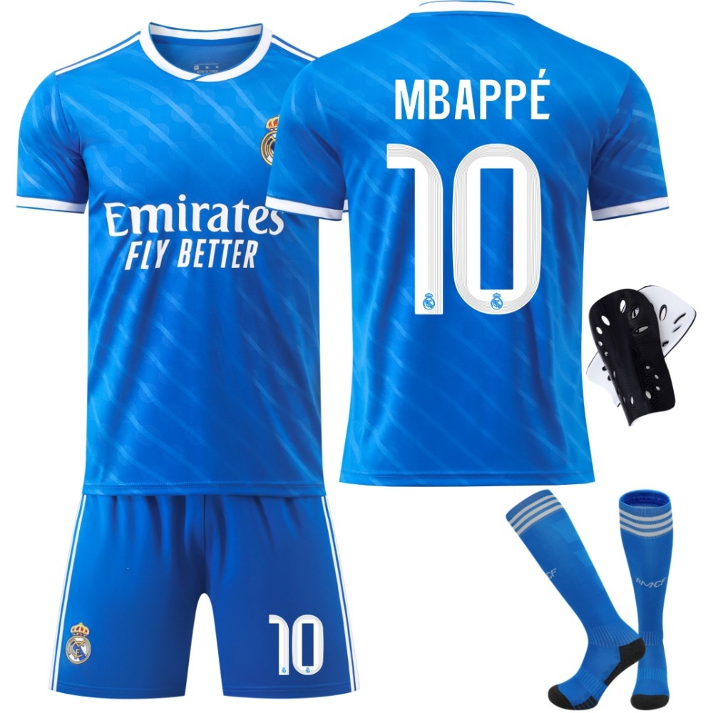 2526 Real Madrid Football Jersey 7 Vinicius 10 Mbappe 11 Rodrygo C. Ronaldo 7 Number 5 Number 2 Away Jersey Set