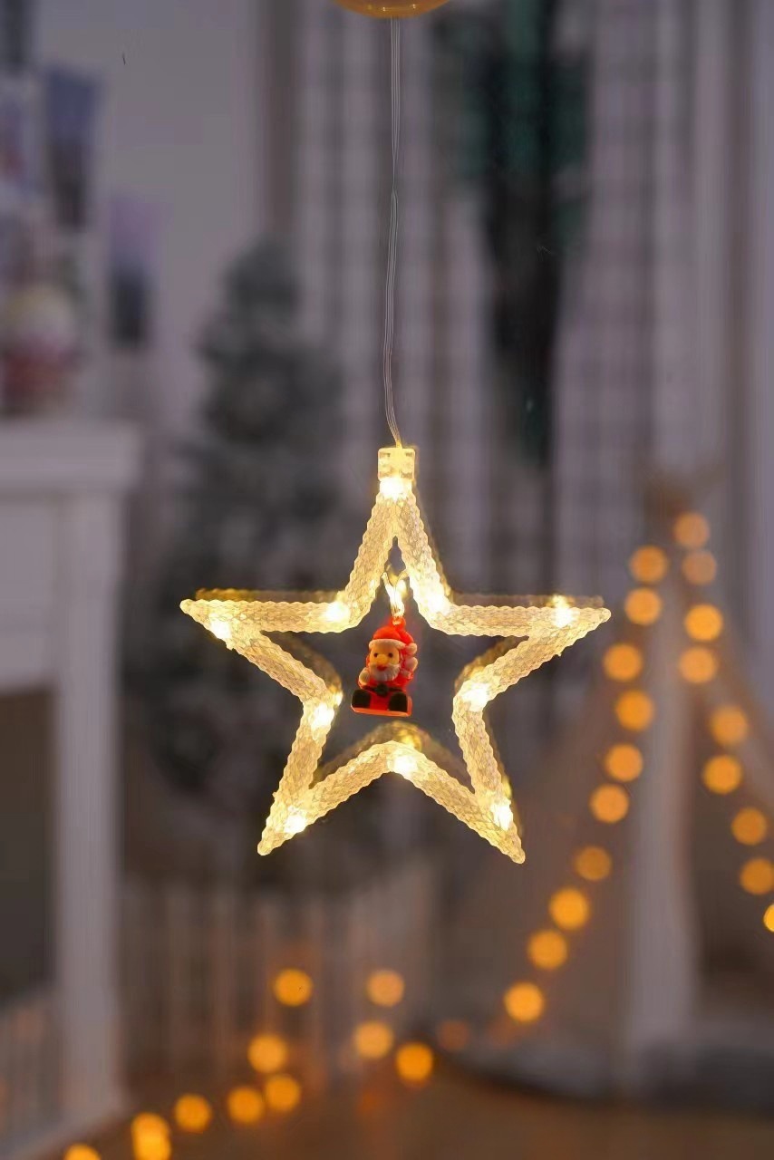 LED decoración de Navidad lámpara de succión muñeco de nieve árbol de Navidad lámpara de la batería ins viento ventana diseño caja de la batería forma lámpara colgante