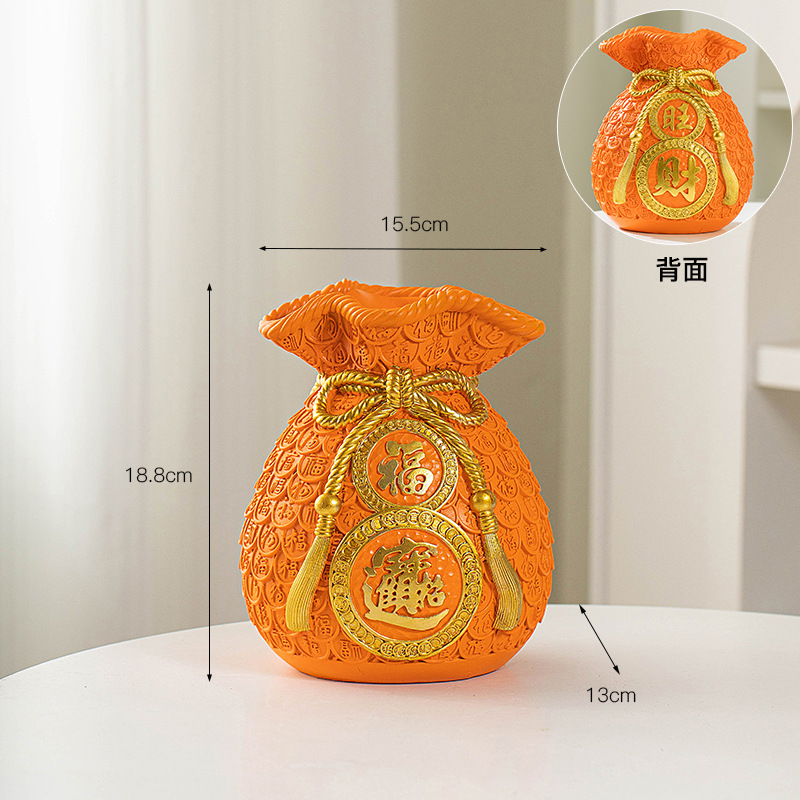 Chino suerte bolsa florero resina decoración casa fortuna significado bolsa de ahorro de la sala de TV decoración del gabinete