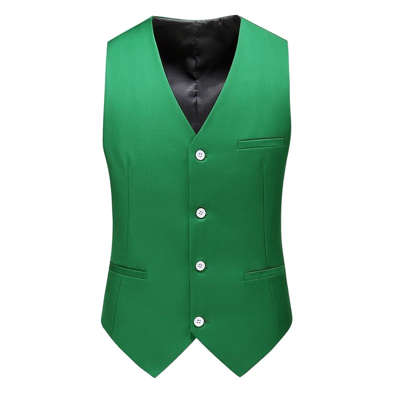 Foreign Trade Cross-Border Men's Vest Suit Vest Solid Color Casual Business Suit with Cardigan European Size Men's Clothing Wholesale