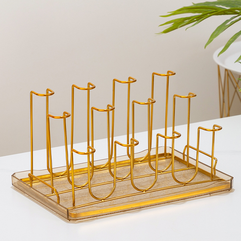 12구 높낮이 조절 컵 홀더 (골드) + 투명 트레이