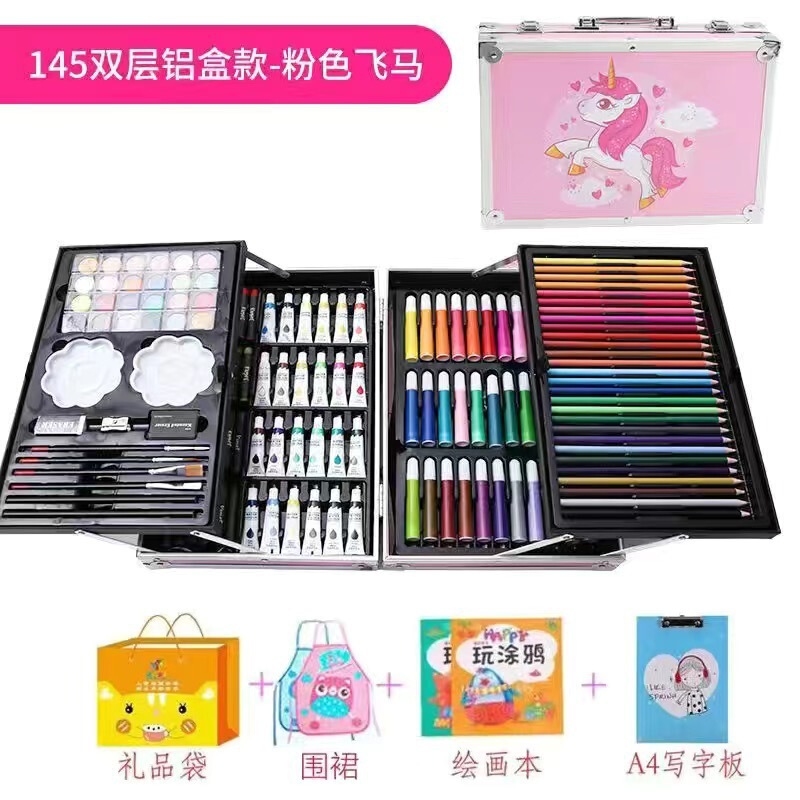 ブラシ子供用お絵かきボードギフト水彩ペン絵画セット洗えるカラーペン絵画カラーブラシクレヨンオイルパステル|undefined