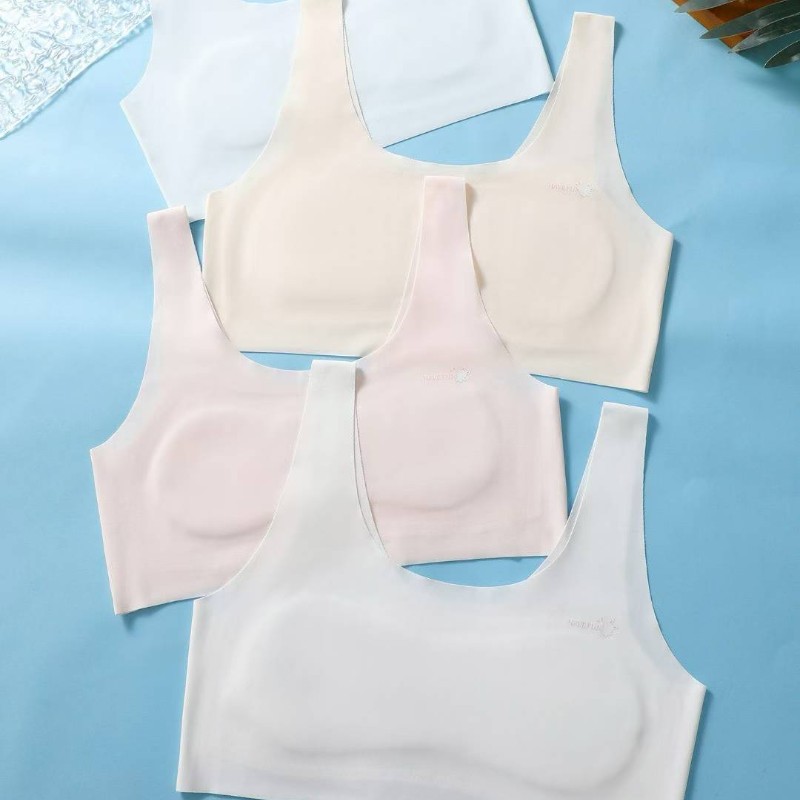 학생용 속옷 여아 1단계 발달기 넓은 어깨끈 얇은 누빔 조끼 무봉제 통기성 편안한 속옷 리다이메이
