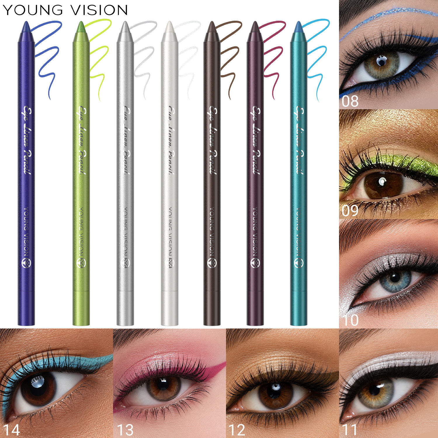 Multifunctional Eyeshadow Pen Monochrome Eyeliner Pearl Glitter Eye Liner Gel Pen Eye Makeup Pen