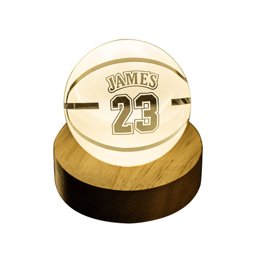 Creative Birthday Gift for Boyfriend: Basketball Football Glowing Crystal Action Figure of Kobe Bryant and Stephen Curry (James)