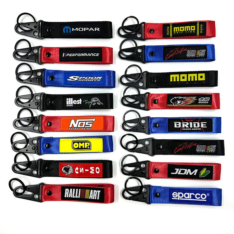 Car Refitting Culture JDM Refitting Mark Keychain Double-sided Embroidery Weaving Mark Eagle Buckle Pendant
