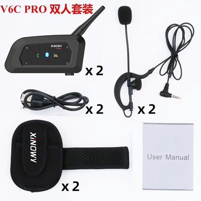 for two riders, with – Motorcycle Helmet Headset - v6c-pro-35mm-2-pack-referee-intercom-headset