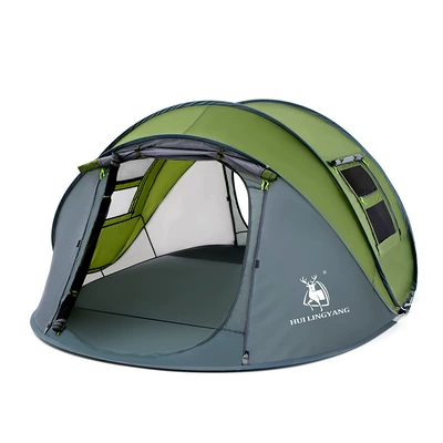 Huiling Sheep 3-4 People All Year Round Quick-Opening Automatic Tent Portable Foldableable Rainproof and Sunproof Camping Style Tent (Avtomobil dam çadırları) - army-green-3-4-people