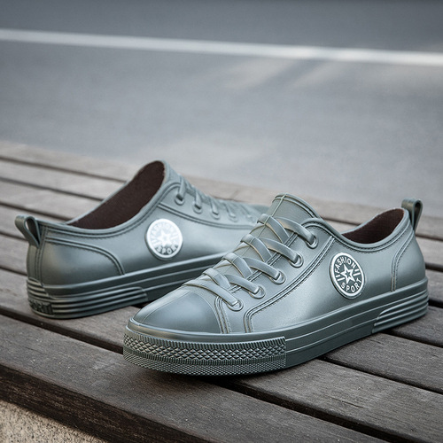 Couples Waterproof Rain Boots with Fleece Warmth, Lightweight Non-slip Fashion Japanese Low-top Water Shoes for Women and Youth