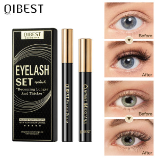Qibest Cross-Border Eyelash Set, Slim, Thick and Curled, Waterproof, Not Easy to Smudge, Styling Eyelash Care Solution, Makeup