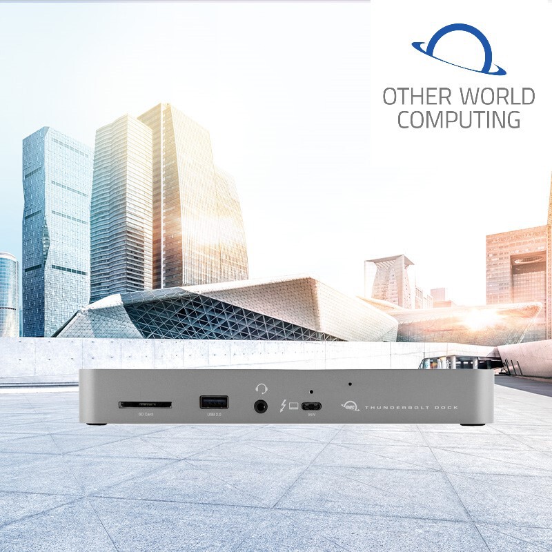 The OWC Thunderbolt 4 docking station expands with one Gigabit Ethernet port, three Thunderbolt 4 ports, and three USB ports The OWC Thunderbolt 4 docking station expands with one Gigabit Ethernet port, three Thunderbolt 4 ports, and three USB ports