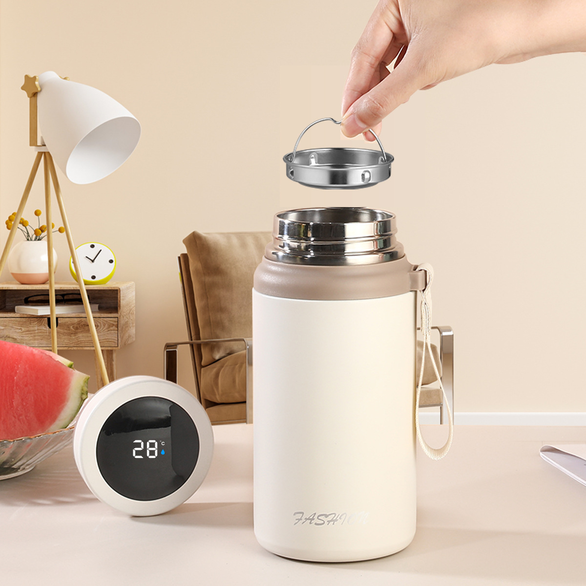 Termo de Acero Inoxidable 316 con Pantalla de Temperatura para Hombre, Taza de Té Portátil para Auto, Taza de Oficina para Mujer, Taza Portátil para Auto