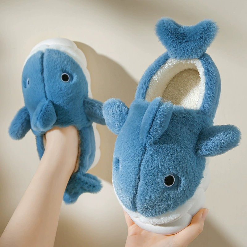 Cute Cartoon Winter Slippers, Plush Cotton Styles (whale, teddy, chubby), Sizes EU 36–47