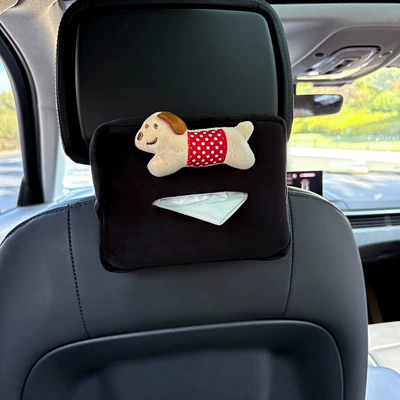 Plush Hat Design, Little Panda | Car tissue box/set - plush-tissue-box-black-red-dot-long-dog