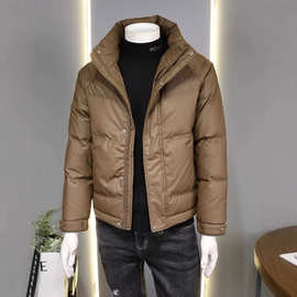 冬季男士羽绒服潮流轻奢短款潮男新款品牌加厚工装无帽立领