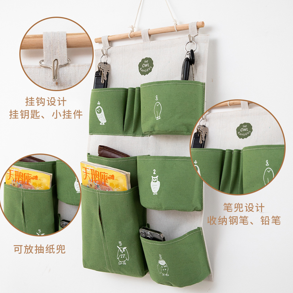 Dormitorio de algodón y lino de bombeo de tejidos de almacenamiento de ropa interior impermeable bolsa colgante de pared de almacenamiento multicapa bolsa de almacenamiento a prueba de polvo