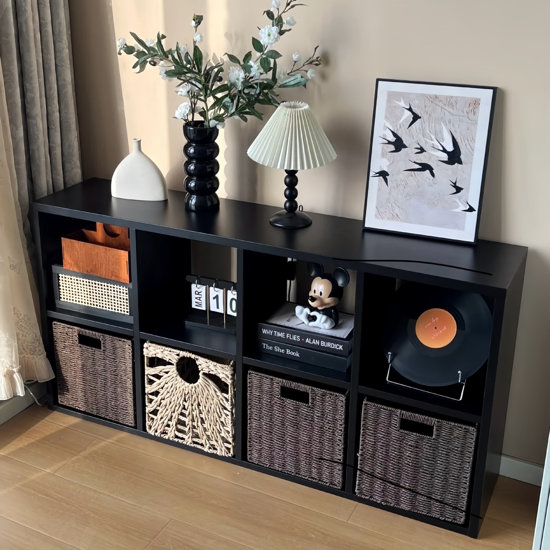 Bookcase Grid Cabinet Solid Wood Bookcase Kalike Grid Cabinet Sofa Side Cabinet Living Room Combination Cabinet High Quality Storage Cabinet