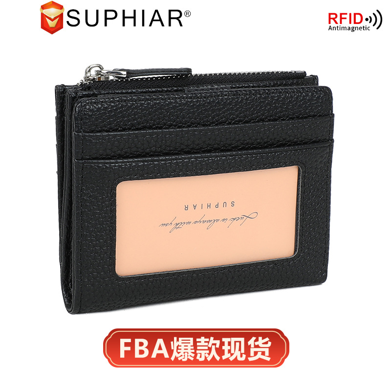 Amazon explosión multifuncional damas corta multi tarjeta bolsa de tarjeta pu bolsa de cremallera billetera personalizada transfronteriza