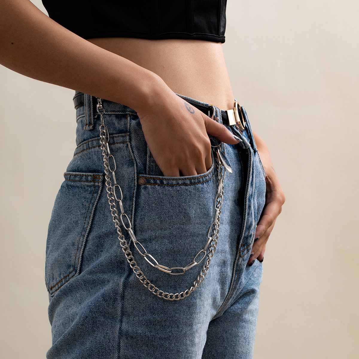 Hip Hop Fashion Double-layer Waist Chain display picture 3