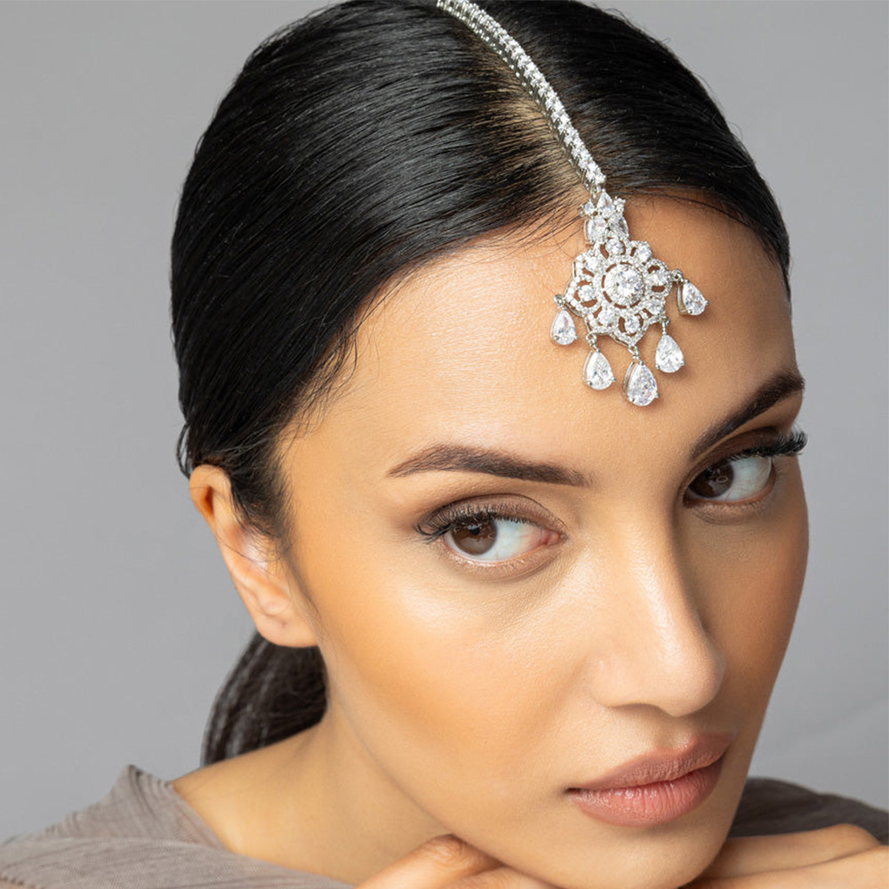 Nuevo exótico Feng Shui goteo cadena de frente retro novia diamantes cejas colgantes accesorios de tendencia de rendimiento cadena de pelo