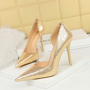 6283-1 Korean Fashion High Heels Women's Shoes Slim Heels Super High Heels Shallow Notched Side Hollow Banquet Sing