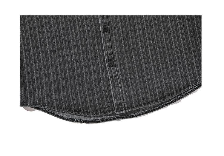 Amerikaans gestreept denim overhemd met borduursel voor heren_voghion.com