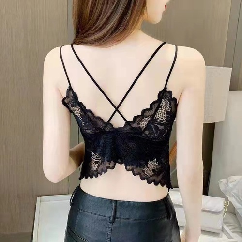 2024 Spring and Summer New Full Lace Long Wrap-Up Tube Bra Underwear Latex Breast Pads Suspenders Sexy Beautiful Back