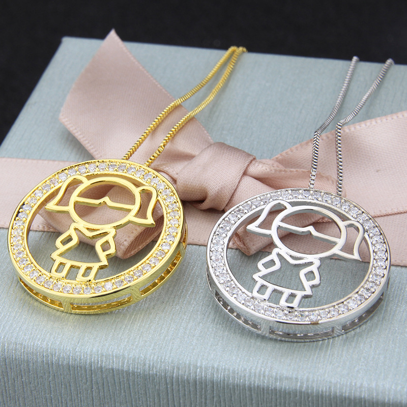 7g Weight Business, Birthday, Festival Occasion Copper Material Unisex Gender Plating Design Simple Style Style White, Gold Color Simple Rhinestone Circle Figure Copper Hollow Necklace Pendant 1
