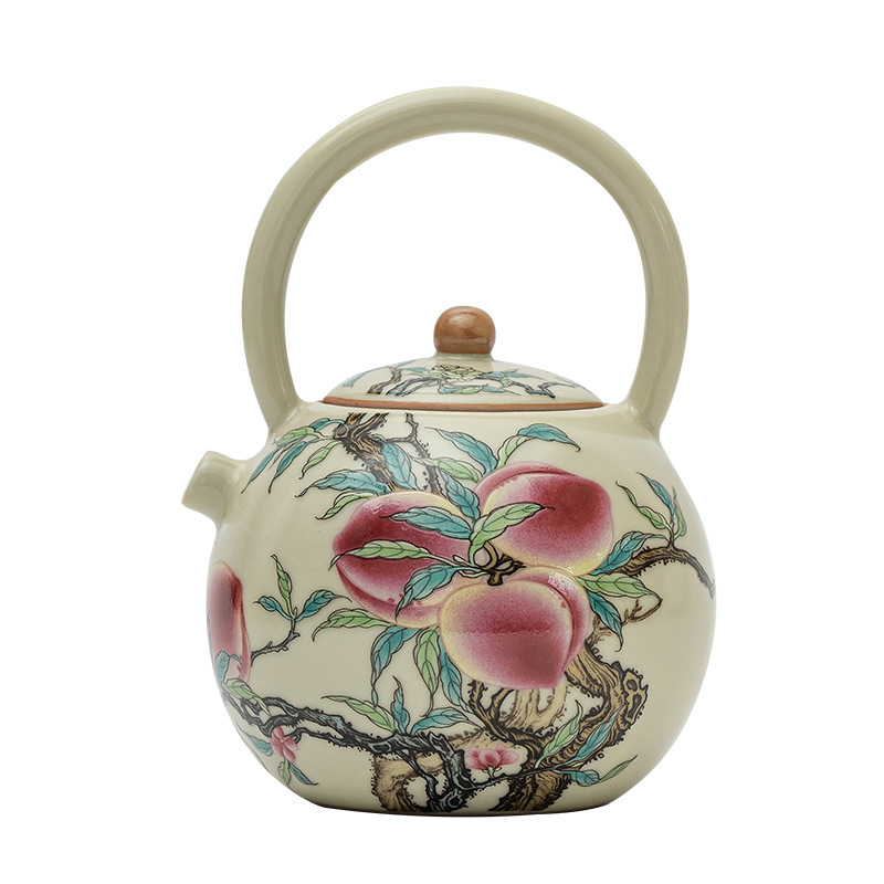 Antique retro ceramic teapot for home use, capacious tea
