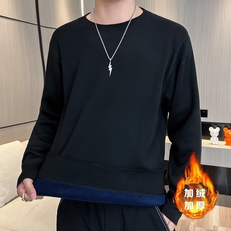外贸批发圆领毛衣男针织衫新款休闲通勤打底衫内搭上衣保暖线衣|undefined