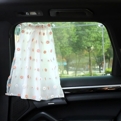 Car Home Translucent Sunshade Hanging Lace Fabric Sunshade Double Layer Sunshade for Privacy (Car curtains)