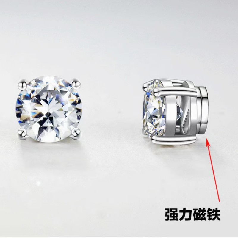 New stainless steel casting trendy men's non-pierced magnetic ear clip creative zircon accessories Korean style hip hop simple jewelry