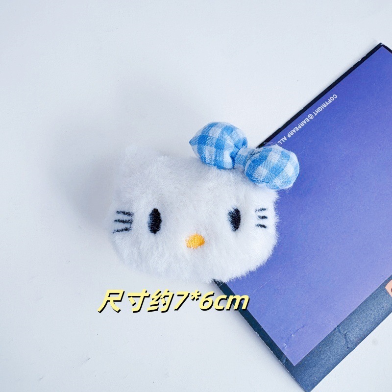 可爱日系卡通草莓蝴蝶结KT猫发夹毛茸甜美少女心发绳DIY发饰配件|undefined