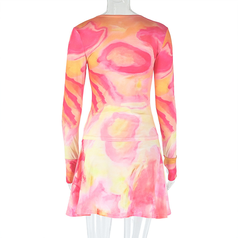 Micro Transparent High Collar Skirt Set Printed Loose Waist Wrap Two Piece Set Fresh Trendy Women Clothing 7 Micro Transparent High Collar Skirt Set Printed Loose Waist Wrap Two Piece Set Fresh Trendy Women Clothing