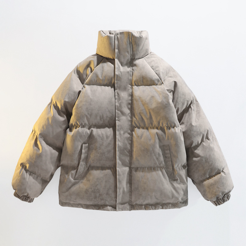 Winter New Couple Matching Cotton Jackets Trendy Brand Stand Collar Distressed Style Thick Warm Puffer Jacket Casual Cotton Coat Winter New Couple Matching Cotton Jackets Trendy Brand Stand Collar Distressed Style Thick Warm Puffer Jacket Casual Cotton Coat