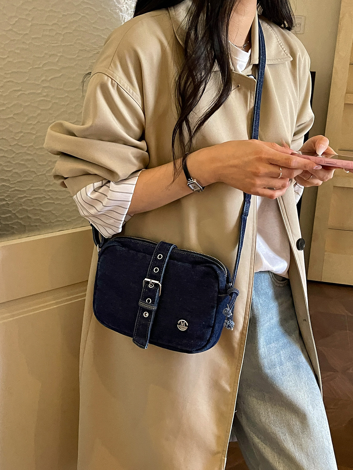 Bolso de denim retro para mujeres 2026 verano nueva moda transfronteriza de hombro mochila de viaje bolso ocio